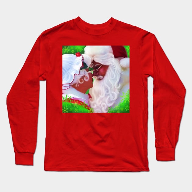 Beautiful Santa And Mrs. Claus Sharing A Moment Long Sleeve T-Shirt by egcreations